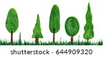 cartoon green trees on grass in ... | Shutterstock . vector #644909320