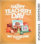 happy teacher's day card ... | Shutterstock .eps vector #2040454280