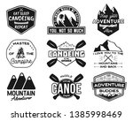 vintage canoe kayaking logos... | Shutterstock .eps vector #1385998469