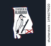 Vintage Alabama badge. Retro style US state patch, print for t-shirt and other uses. Included quote saying - I