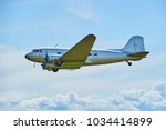 Old Propeller Airliner Flying 