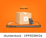 a parcel box with a shopping... | Shutterstock .eps vector #1995038426
