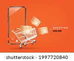 parcel boxes  shopping carts ... | Shutterstock .eps vector #1997720840