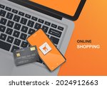 smartphone and credit card on... | Shutterstock .eps vector #2024912663