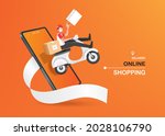 the delivery man sits on a... | Shutterstock .eps vector #2028106790