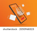 white shopping cart and... | Shutterstock .eps vector #2050968323