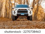 Small photo of Cockaponset State Forest, Haddam, Connecticut USA - circa 2022: Toyota 4Runner TRD Pro SUV off road on dirt trail