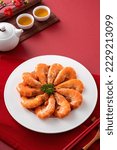 Small photo of Delicious shrimp soaked in Chinese wine named drunken shrimp for lunar new year's dishes.