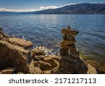 View Of An Inukshuk In Front Of ...