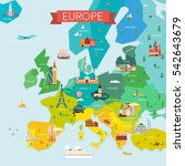 map of europe with name of the... | Shutterstock .eps vector #542643679