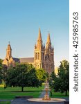 Small photo of St. Peter's Cathedral of Adelaide at sunset, South Australia. View from Pennington Gardens