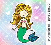 cute magic summer magic mermaid ... | Shutterstock .eps vector #1045215610