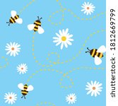 seamless pattern with bees and... | Shutterstock .eps vector #1812669799