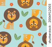 seamless pattern with lions ... | Shutterstock .eps vector #2006912003