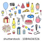 set of hand drawn colored party ... | Shutterstock .eps vector #1084636526