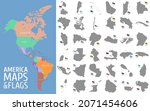 set of america maps and flags.... | Shutterstock .eps vector #2071454606