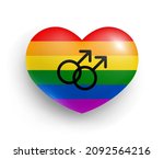 rainbow gay pride flag of heart ... | Shutterstock .eps vector #2092564216