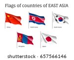 Set Of Waving Flags Of East...