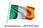 Ireland Flag Waving On White...