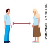 social distancing between woman ... | Shutterstock .eps vector #1757011403