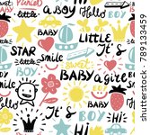 seamless baby pattern with... | Shutterstock .eps vector #789133459