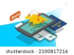 getting ready for travelling to ... | Shutterstock .eps vector #2100817216