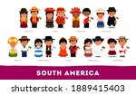 Americans in national clothes. South America. Set of cartoon characters in traditional costume. Cute people. Vector flat illustrations.