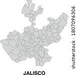 Vector Map of Jalisco Mexico Divided Into Municipalities