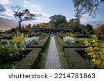 Small photo of Manchester, VT - USA - Oct 9, 2022 Horizontal image of the Formal Garden of Hildene, the former summer Georgian Revival home of Robert Todd Lincoln. Designed by Shepley, Rutan and Coolidge.