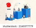 Photo cartoon comics sketch collage of different people having own place in working industry chain isolated beige color background