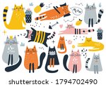 set with cute cat. kids print.... | Shutterstock .eps vector #1794702490