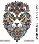 ethnic lion. a tattoo of a lion ... | Shutterstock .eps vector #357717290