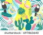 tropical seamless pattern with... | Shutterstock .eps vector #697863640