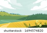 green landscape with yellow... | Shutterstock .eps vector #1694574820