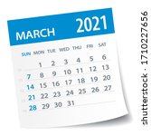 march 2021 calendar leaf  ... | Shutterstock .eps vector #1710227656