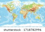 world map   physical... | Shutterstock .eps vector #1718782996