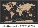 World Map Vintage Black Golden...