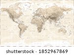 world map   physical   vintage... | Shutterstock . vector #1852967869