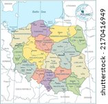 map of poland   highly detailed ... | Shutterstock .eps vector #2170416949