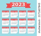2023 year calendar leaves flat... | Shutterstock .eps vector #2171607843