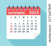 november 2023 calendar leaf  ... | Shutterstock .eps vector #2171607849