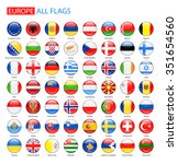 glossy round flags of europe  ... | Shutterstock .eps vector #351654560