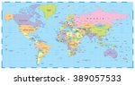 colored world map   borders ... | Shutterstock .eps vector #389057533