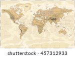 vintage physical world map   | Shutterstock .eps vector #457312933