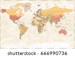 vintage world map   detailed... | Shutterstock .eps vector #666990736