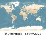 vintage world map and markers   ... | Shutterstock .eps vector #669992323