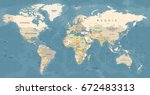 world map vector. high detailed ... | Shutterstock .eps vector #672483313