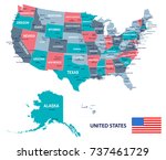 united states map and flag  ... | Shutterstock .eps vector #737461729
