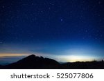 night sky with star on top of mountain