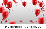 ed white balloons  confetti... | Shutterstock .eps vector #789550390